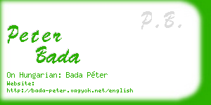 peter bada business card